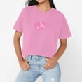 thumbnail image 2 of NAMTYQX Tops for Women Trendy Crewneck Short Sleeve Boxy Fit Graphic Breathable Casual Muster Stretch Plus Size Summer Shirts for Women Pink Size S, 2 of 4