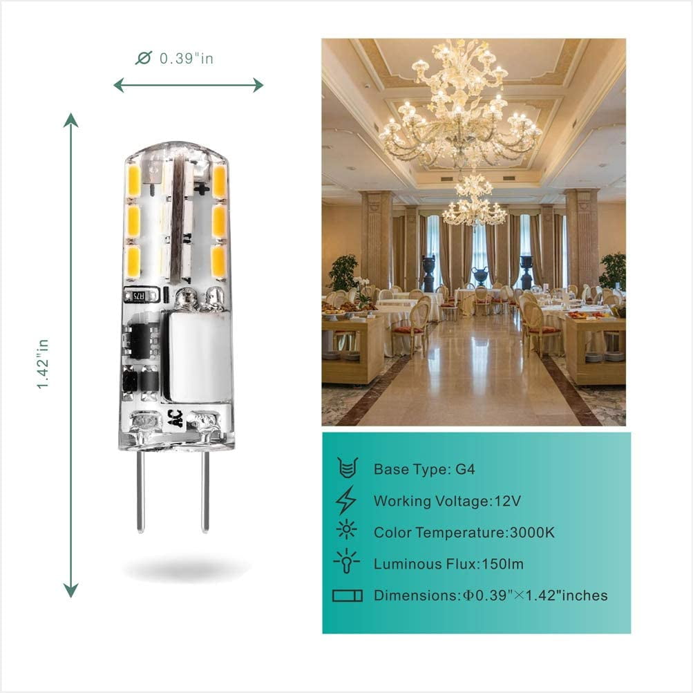 G4 LED Bulb 12V Wall Sconces AC/DC12V Warm White No Flicker G4 Bi-Pin Base Easy Fitting Non-Dimmable for Landscape Chandelier Pack of 8 1.5Watt 15-20W Halogen Equivalent Home Lighting AILOOM G4 LED Bulb 12V Wall Sconces AC/DC12V Warm White No Flicker G4 Bi-Pin Base Easy Fitting Non-Dimmable for Landscape Chandelier Pack of 8 1.5Watt 15-20W Halogen Equivalent Home Lighting AILOOM