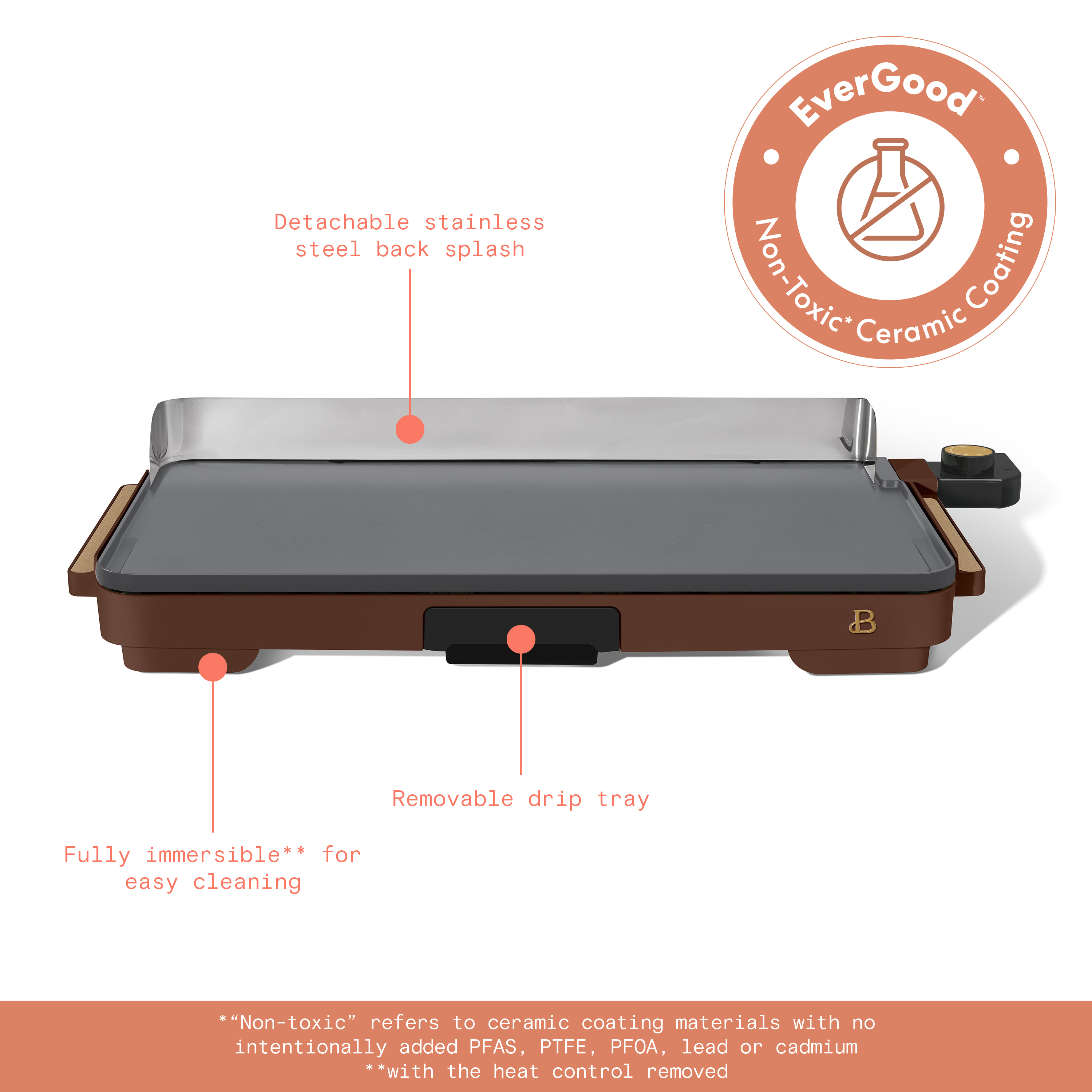 Beautiful XL Electric Griddle 12 x 22 Inches, Chocolate photo 3
