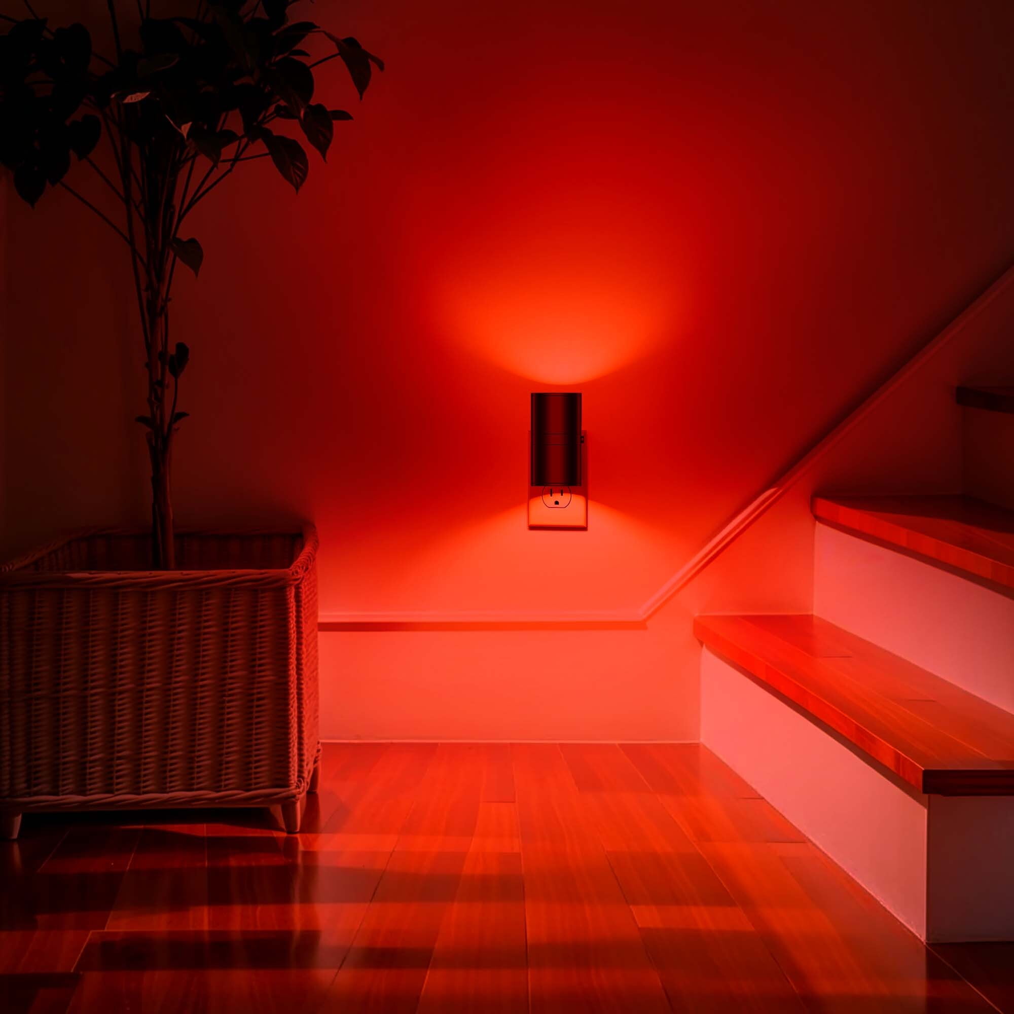 LOHASLED 2 Pack Black Dimmable Red LED Night Light with Light Sensor, Plug In
