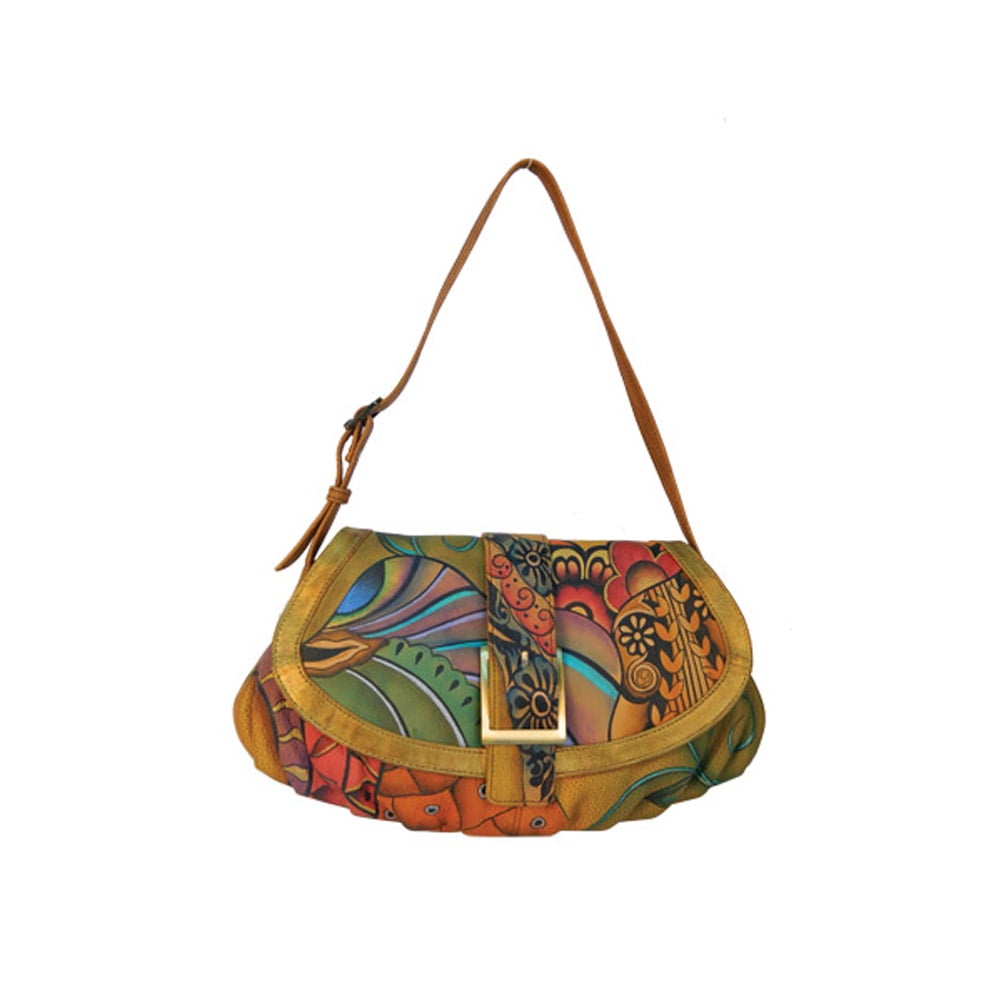 Anuschka Anuschka Leather Women's Small Ruched Flap Handbag Patchwork