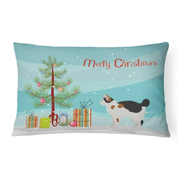 Carolines Treasures CK4654PW1216 Manx 3 Cat Merry Christmas Canvas Fabric Decorative Pillow, 12H x16W, multicolor