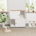 thumbnail image 6 of TROPOW Cat Litter Box Enclosure Furniture for 2 Cats, Hidden Litter Box, Modern Double Layer Cats Washroom Furniture with 2 Scratch Mat and Cat Scratching Post, Side End Table, 6 of 8