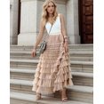 thumbnail image 2 of Solid Multilayer Ruffle Mesh Skirt Women Boho High Waist Long Maxi Tulle Skirt Spring Summer Party Women's Clothing, 2 of 6
