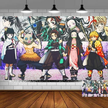 Demon Slayer Backdrop Banner Party Supplies Poster Movie Theme Background for Photography Kids Birthday Decorations