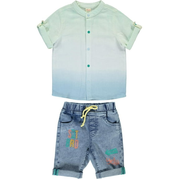 August 2-Piece Shirt & Denim Shorts Set