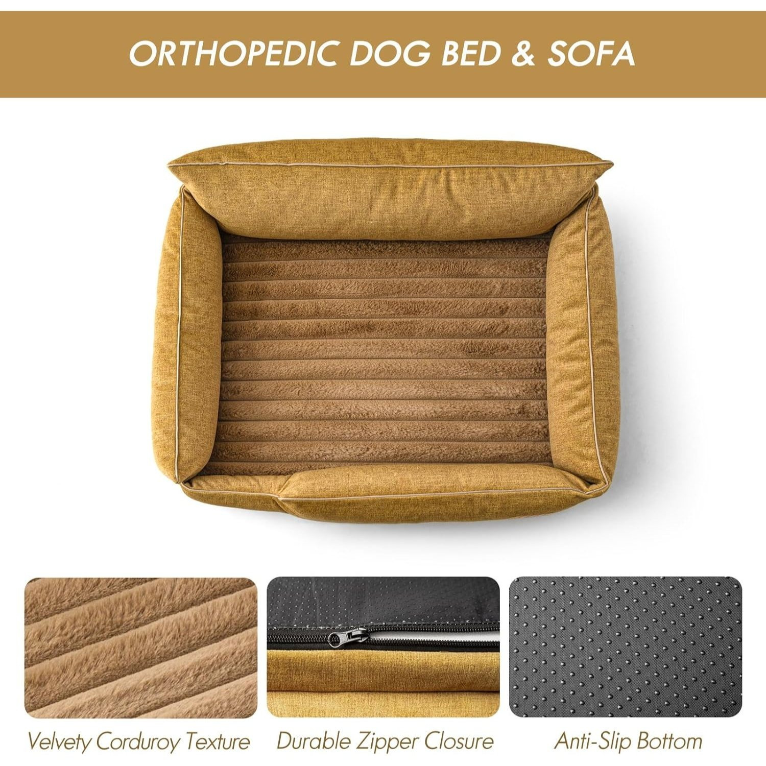 Comfort Orthopedic Dog Sofa Bed for Small Dogs and Cats – Washable Cover & Nonslip Bottom, Orthopedic Egg-Crate Foam Design