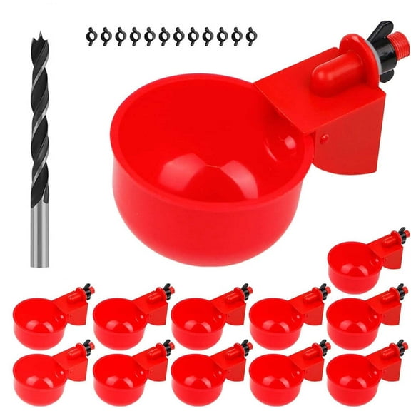 Becikitc 12-pack Poultry Water Cups Automatic Waterer System, Plastic Chicken Drinking Cups for Hen, Duck, Goose and Small Birds