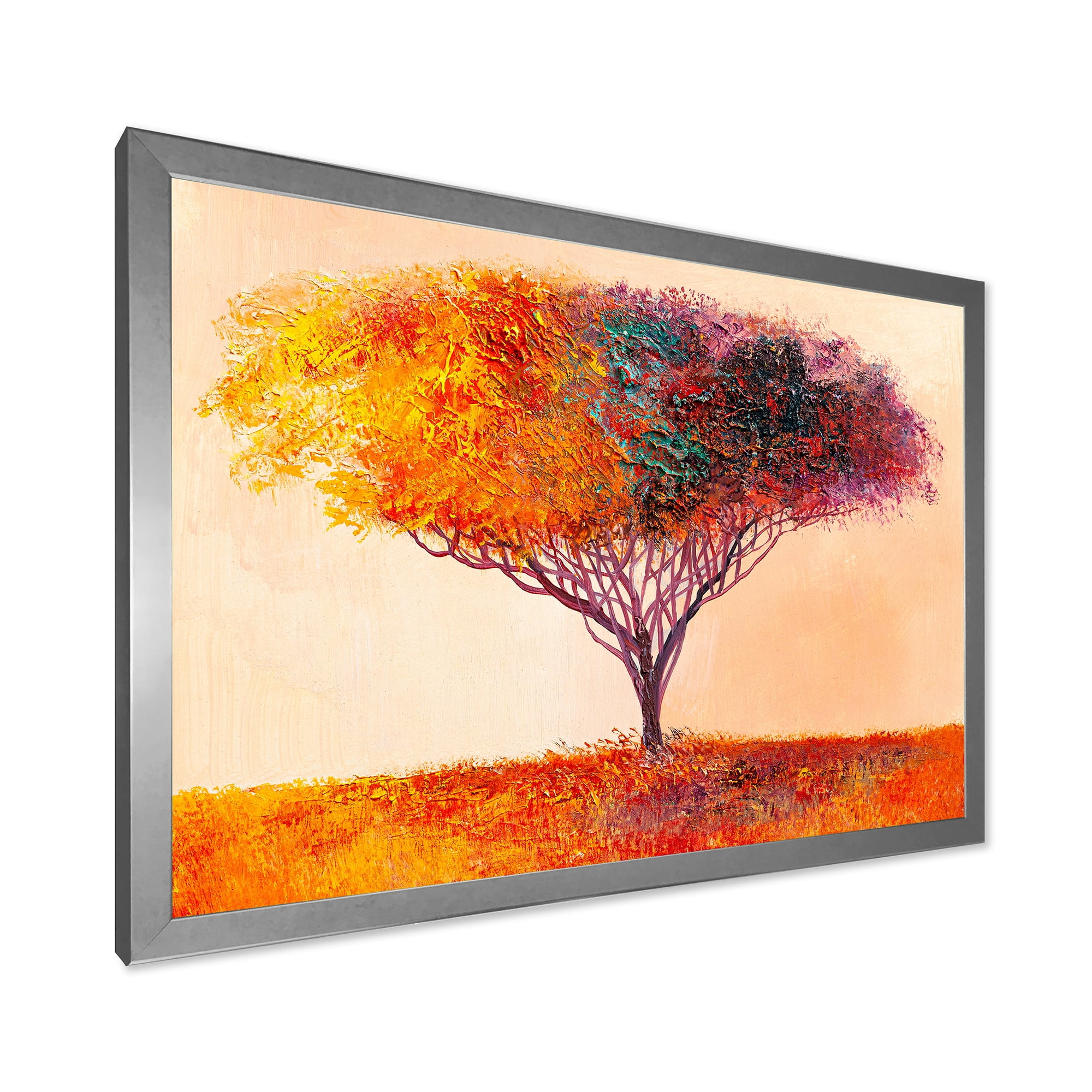 Designart 'Impressionist Landscape Colorful Abstract Tree' Modern Framed Art Print