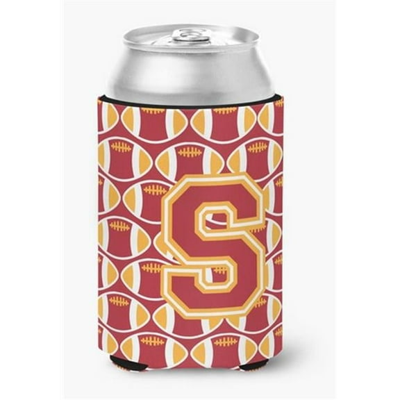 Letter S Football Cardinal & Gold Can or Bottle Hugger