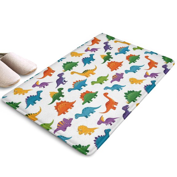 Colorful Dinosaur Assortment Flannel Non Slip Door Rugs,Washable Door Mats Indoor,Decorative Door Mats,Dirt-Resistant and Absorbent Doormat for Entrance,Bedroom,Kitchen,Bathroom,23.5"x16"