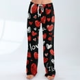 thumbnail image 5 of Hearthz Womens Valentine Pajama Pants Love Heart Graphic Pajama Pants for Women Drawstring Wide Leg Holidays Women Sleep Pants, 5 of 7