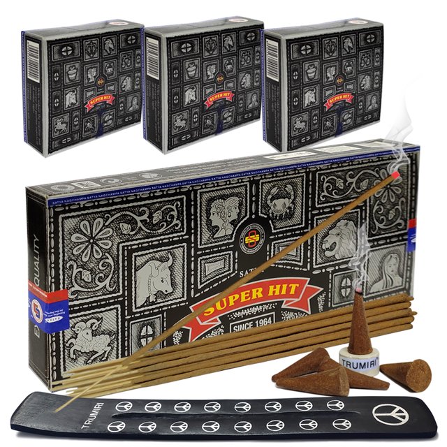 Super Hit Incense Sticks And Cones Variety Pack With Burner Holder