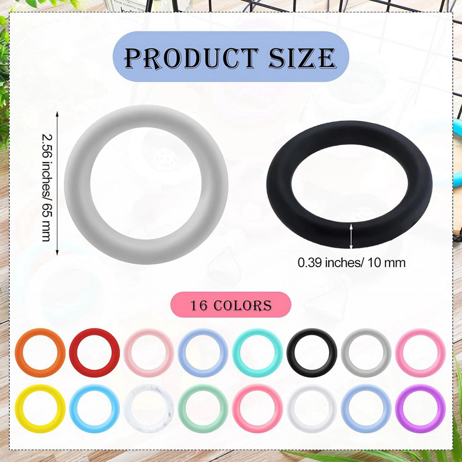 32Pcs Silicone Beadable O Rings 65mm Round Silicone Loop with 2 Hole for DIY Keychain Necklace Bracelet Jewelry Making