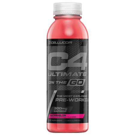 Cellucor C4 Ultimate On The Go Pre Workout Energy Drink, Watermelon, 11.66 Fl Oz, 12