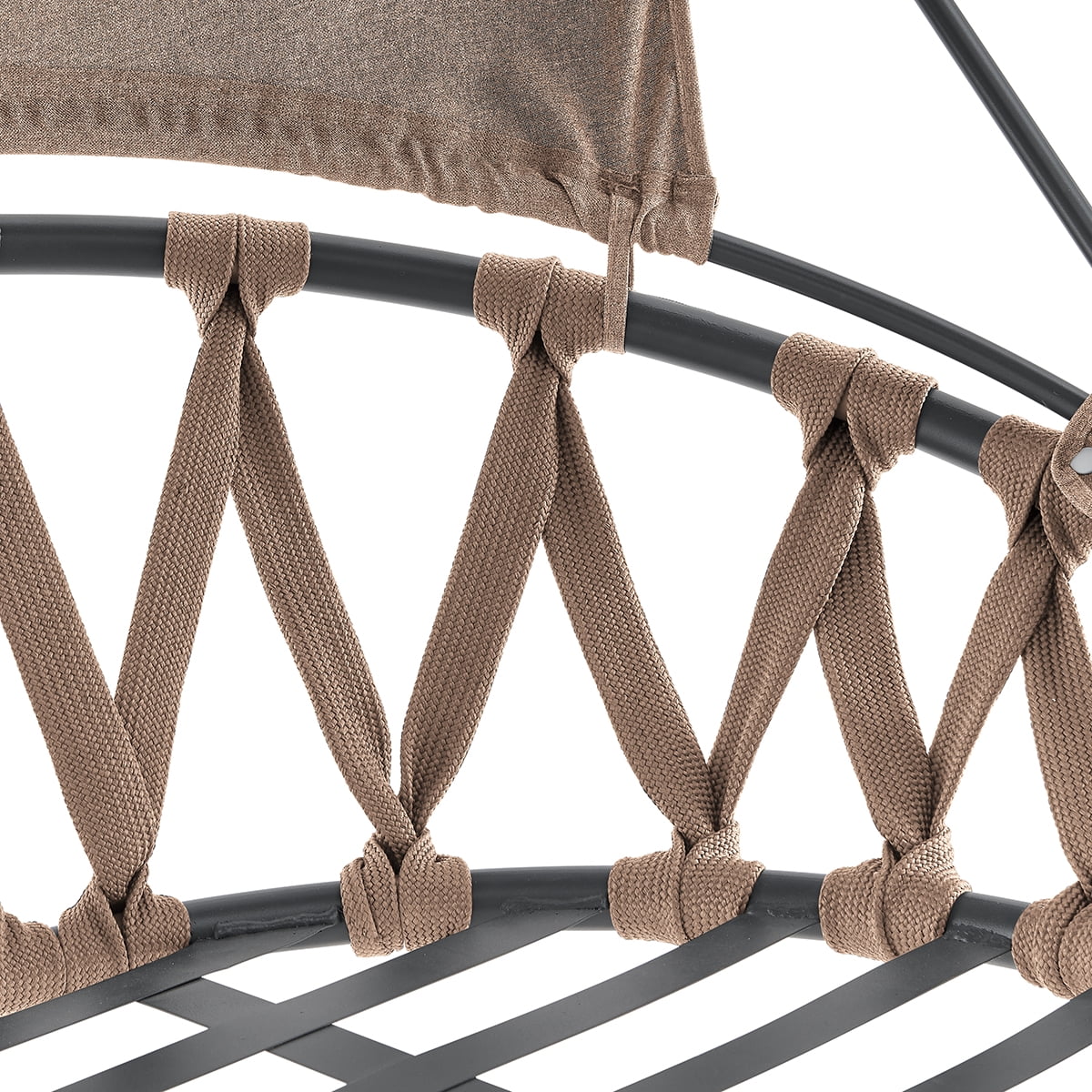 Outdoor Lounge Hanging Patio Chair with Stand Hammock Chair Swing with Canopy Shade, Brown