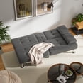 thumbnail image 2 of Vineego Modern Faux Leather Couch Convertible Folding Futon Sofa Bed with 2 Cup Holders,Gray, 2 of 8