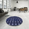 thumbnail image 3 of Ahgly Company Indoor Round Patterned Night Blue Area Rugs, 3' Round, 3 of 6