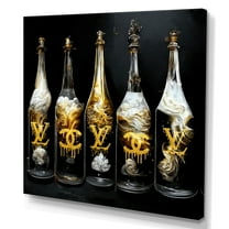 Designart Fashion Designer Champagne Bottles Canvas Wall Art