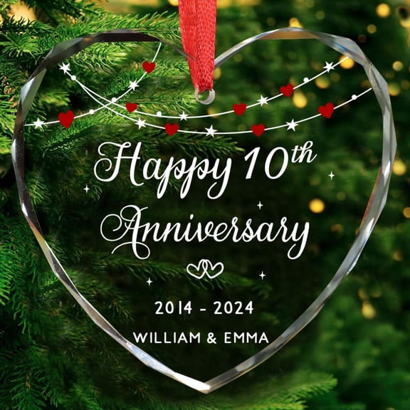 Personalized 10th Wedding Anniversary Ornament - 10 Years Anniversary for Husband, Wife - 10 Year of Marriage - Happy 10th Wedding Gifts for Couple, Parents, Mom, Dad, Mr, Mrs, Women, Men