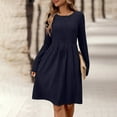 thumbnail image 2 of Levmjia Womens Casual Dress Long Sleeve Round Neck Stretchy Comfortable Polyester Solid Color Daily Wear Work Vacation Multi Color Options, 2 of 8