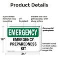 thumbnail image 2 of (2 Pack) Preparedness Kit OSHA Emergency Sign 24 Inch X 18 Inch Plastic Sign, Weather Resistant, UV Protected for Workplace, Business, and Construction Site, Made in the USA, 2 of 8