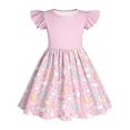 thumbnail image 2 of Girls Easter Dress Bunny Print Flutter Sleeve A-Line Pink Soft Party Casual Daily Wear,Size 12-13 T, 2 of 6