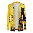 thumbnail image 6 of Uaswgudfs ​Women's Cardigan Autumn Themed Trench Coat - Black Cat Bats Pumpkin Print Open Front Relaxed Fit Seasonal Celebration​, 6 of 6
