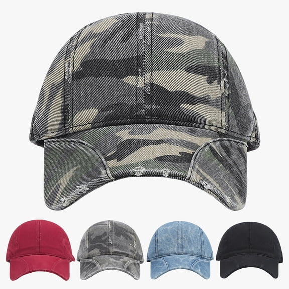 Lispipm Unisex Camo Baseball Caps Womens Mens Adjustable Hat Outdoor Sports Trucker Hats Low Profile Denims Cap Black