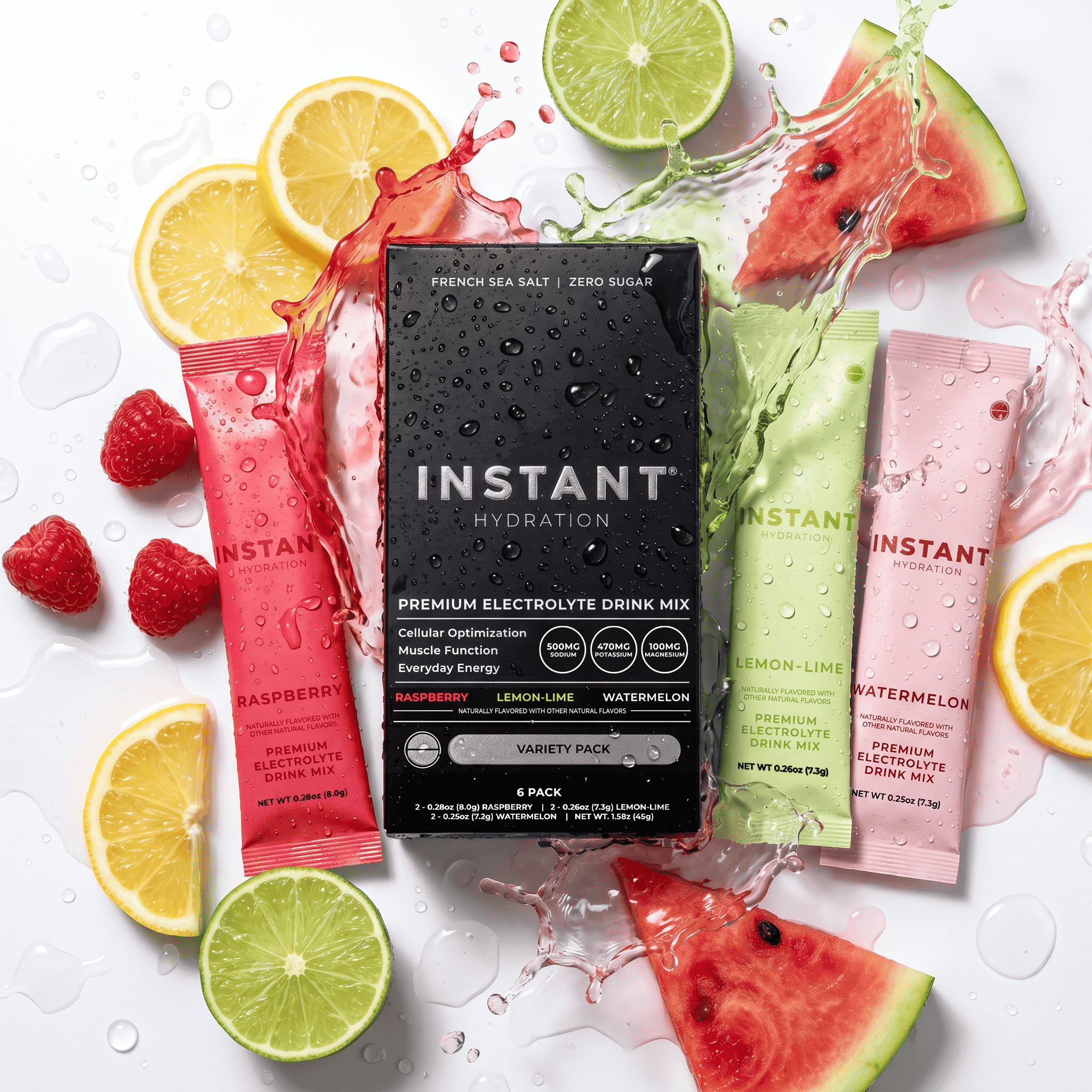 Instant Hydration Sugar Free Electrolyte Powder Variety Pack, 6 Sticks
