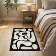 thumbnail image 3 of ODIKA 2'x3' Washable Samll Area Rug Non-Slip, Low Pile Black White Abstract Design Fluid Forms Modern Shapes with Bold Contrast Elegant for Entryway, Kitchen, Laundry Room, 3 of 7