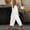 White, variant on Oplxuo Lace Patchwork Linen Pants for Women Lightweight Summer Straight Leg Loose Elastic Waist Lounge Trousers with Pockets