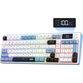 AOC Wireless Gaming Keyboard with Smart Display & Knob Control, Tri-Mode BT/2.4G/USB-C RGB Backlit Creamy Keyboard with Number Pad, Anti-Ghosting Keys, Compatible for Windows Mac