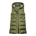 thumbnail image 6 of Staron Women's Winter Vest Hooded Zip Up Lightweight Casual Sleeveless Solid Loose Quilted Puffer Vest Army Green L, 6 of 6