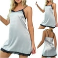 thumbnail image 2 of MuZeFu Sexy Dresses for Women Date Night Women's Nightgown Chemise Sleeveless Sleepwear Full Slip V-neck Nightwear Soft Lace Lingerie, 2 of 7