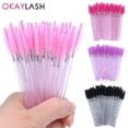 thumbnail image 2 of 50pcs Sparkling Eyelash Mascara Wands Lash Extension Brush Shining Lash Spoolies Comb Eye Lashes Eyebrow Brushes White purple, 2 of 6