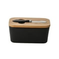 thumbnail image 3 of Tnarru Ceramic Butter Dish Cheese Butter Storage Box Practical Butter Container Butter Holder Box for Tools Refrigerator Dining Room Black, 3 of 8