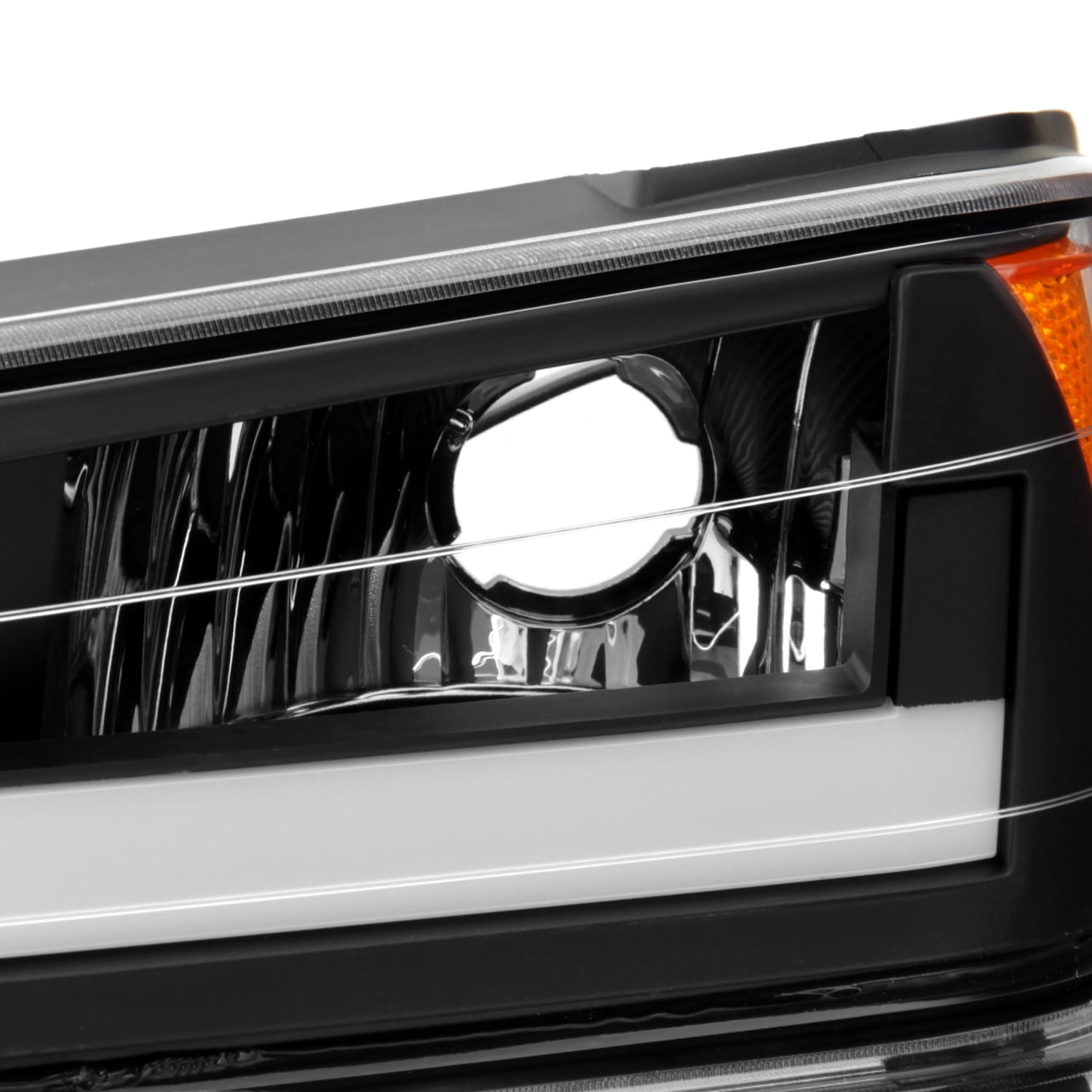 AKKON - Fits 2004-2012 Chevy Colorado / GMC Canyon 06-08 Isuzu i-Series [LED Tube Parking] Black Headlights Headlamp Pair LH+RH