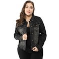 thumbnail image 3 of ChaqueDe MezclilDeshilachaCon Frente Lavado Clásico PaMujer De TalGrande Negro 2X, 3 of 6