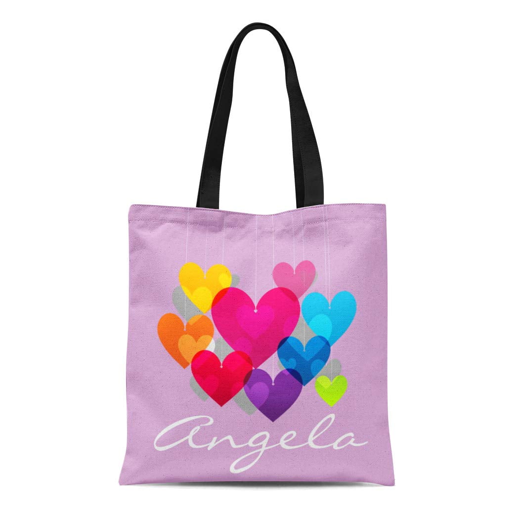 Colorful Love Heart Canvas Tote Bag Handbag Purse for Women