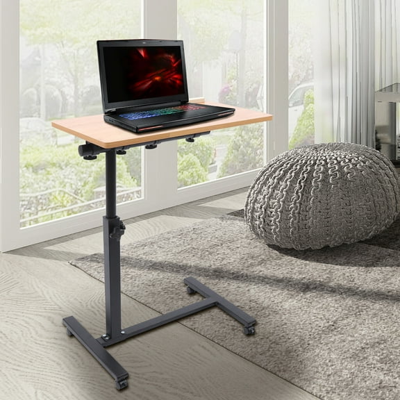 Portable Laptop Desk Office Mobile Computer Stand Rolling Adjustable Table Cart