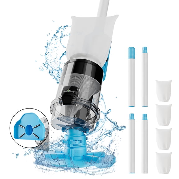 Robokleen Handheld Pool Vacuum RG-H1 Cordless, 30 GPM Suction, Brushless Motor, Dual-Layer Filtration, Removable Battery, Blue