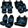thumbnail image 3 of Uorisanigo Blue Sea Turtle 10 Pieces Cars Seat Covers with Comfortable Elastic Car Steering Wheel Cover and Auto Water Cup Pad Auto Seat Belt Cover and Chapstick Holder Fit for Most Car SUV, 3 of 7