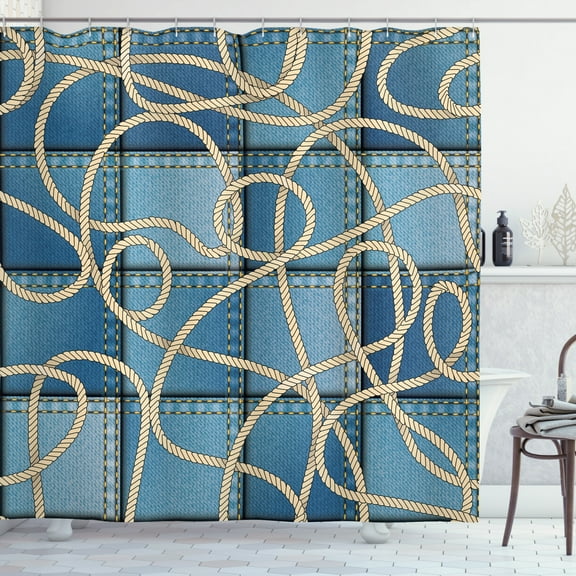 Ambesonne Blue Shower Curtain, Denim Patchwork, 69"Wx75"L, Blue