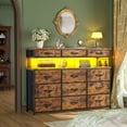 thumbnail image 4 of Romorgniz Dresser for Bedroom with 12 Fabric Drawers Wide Dresser with LED Lights & Charging Station Chest of Drawers with Acrylic Sheet, Rustic Brown, 4 of 9