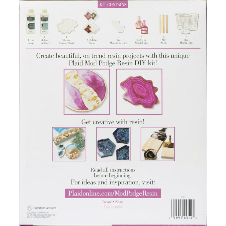 Mod Podge Do-It-Yourself Resin Coaster Kit, Geode Pink and White