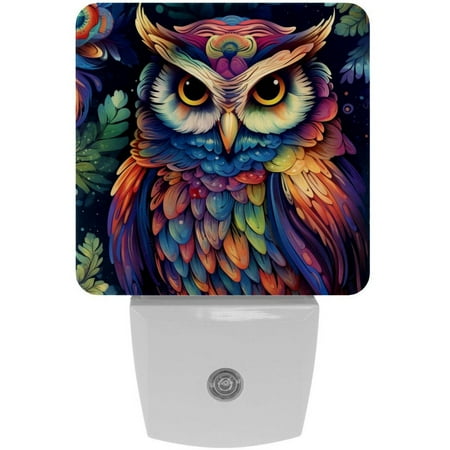 

Owl LED Square Night Lights - Bedside Lighting Solution for a Soothing Ambience in Any Room - Energy Efficient and Sleek Design - Set of 2