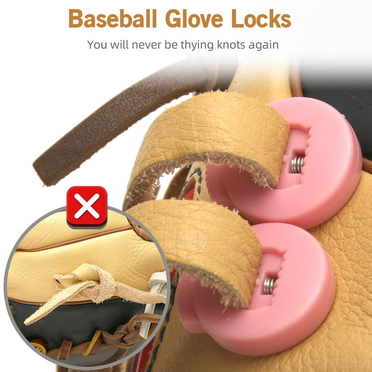 Glove Locks, Lace Locks for Baseball Glove 8 Pack, Never Need Thying Knots  Again, Strong Elasticity, Made Plastic and Springs, Fits All Gloves