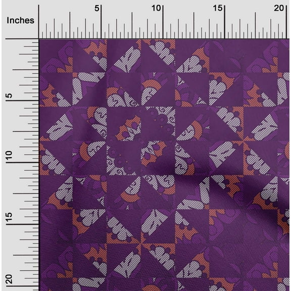 oneOone Cotton Jersey Purple Fabric Mandala & Triangle Geometric Diy Clothing Quilting Fabric Print Fabric By Yard 58 Inch Wide