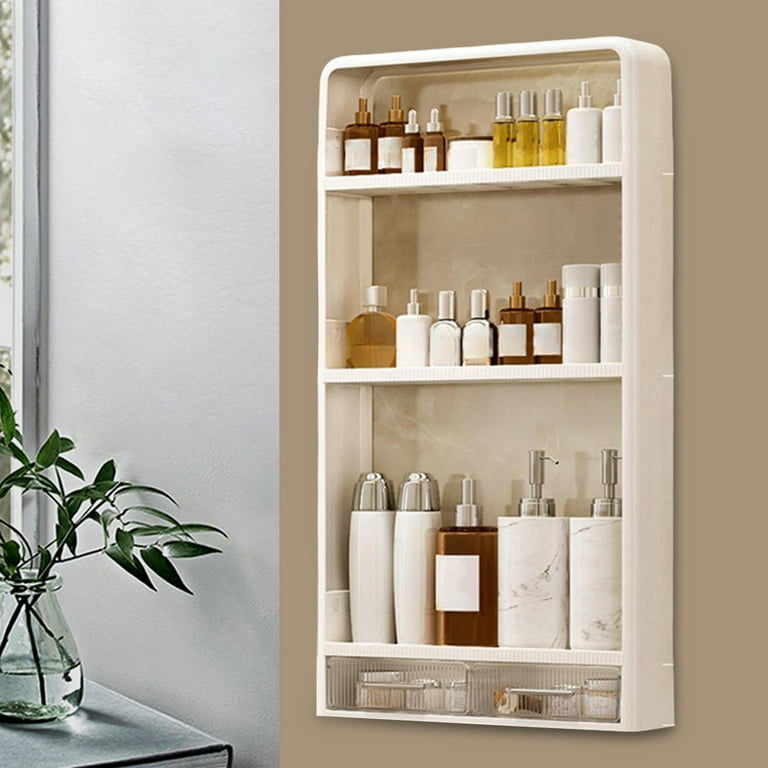 Wall Floating Shelves for Skincare Bathroom Shelf Organizer Toilet Shelf 40x10x70.5cm, White